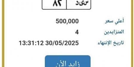 تخطى سعرها نصف مليون.. طرح لوحة سيارة مميزة للتزايد - هرم مصر