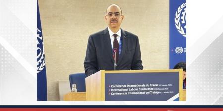 وزير الشؤون القانونية وزير العمل بالوكالة يلقي كلمة مملكة البحرين ضمن أعمال الدورة (113) لمؤتمر العمل الدولي في جنيف - هرم مصر