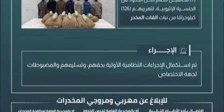 حرس الحدود بجازان يقبض على (7) مخالفين لتهريبهم (126) كيلوجرامًا من القات المخدر - هرم مصر