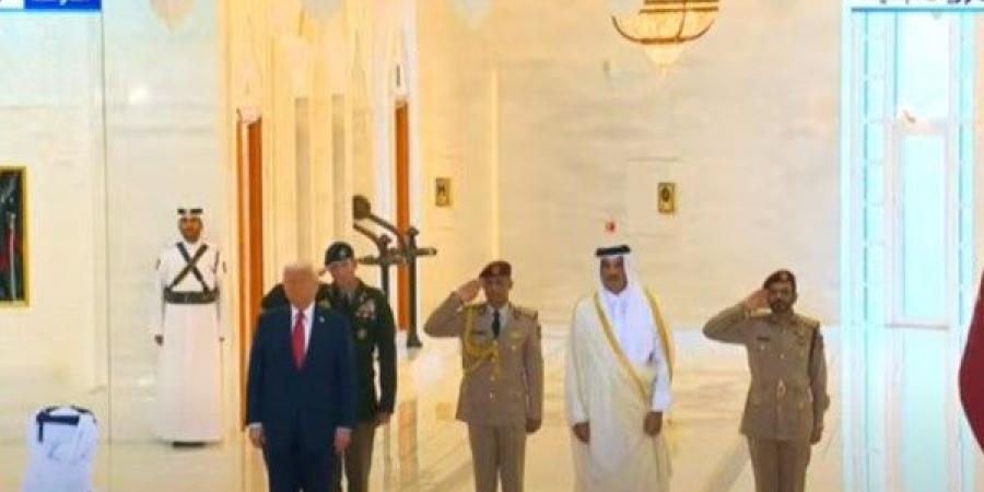 أمير قطر يستقبل الرئيس الأمريكي دونالد ترامب في الديوان الأميري - هرم مصر