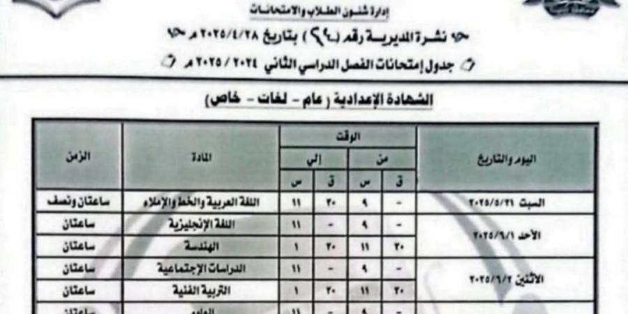 طلاب الشهادة الإعدادية بالمنيا يؤدون امتحان مادتى الجبر والاحصاءو التربية الدينية بالمنيا - هرم مصر