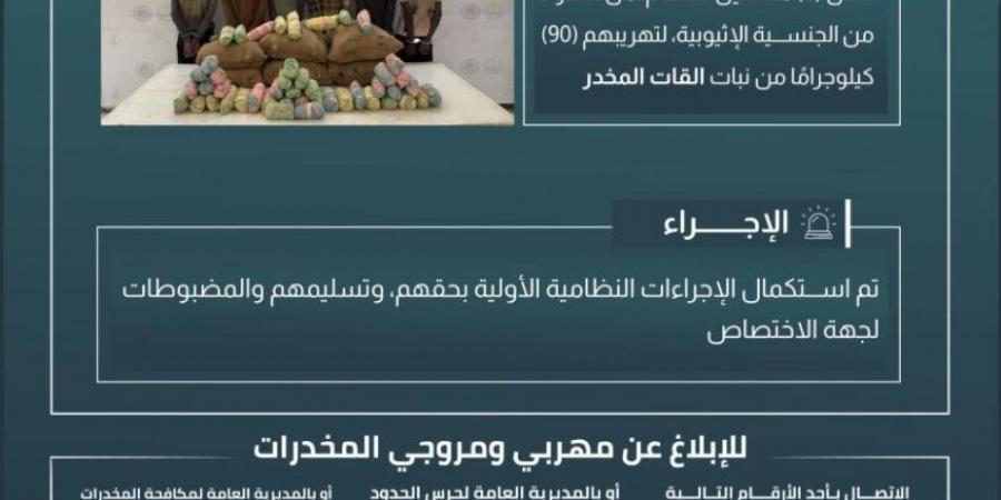حرس الحدود بعسير يقبض على 6 مخالفين لنظام أمن الحدود لتهريبهم 90 كيلوجرامًا من نبات القات المخدر - هرم مصر
