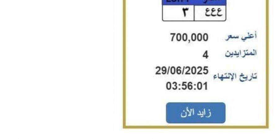 سعرها 700 ألف جنيه.. مزايدة نارية على لوحة سيارة مميزة «اعرف الخطوات» - هرم مصر