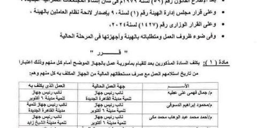"مكى" نائباً لرئيس جهاز تنمية مدينة الشيخ زايد.. بالسيرة الذاتية - هرم مصر