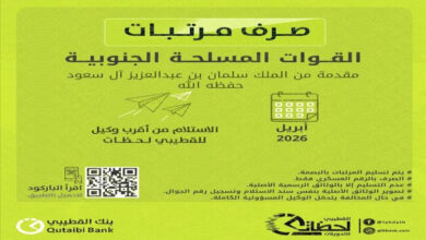بدء صرف مرتبات القوات المسلحة والأمن الجنوبي لشهر أبريل 2026 في ظل استقرار اقتصادي جريدة هرم مصر